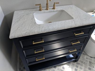 Allen + Roth Presnell 61-in Dove White Double Sink Bathroom Vanity with Carrara White Natural Marble Top | 261065