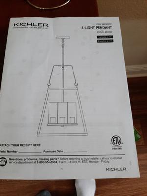 Kichler Ellamae 4-Light Weathered Zinc Industrial Square Medium Hanging Pendant Light