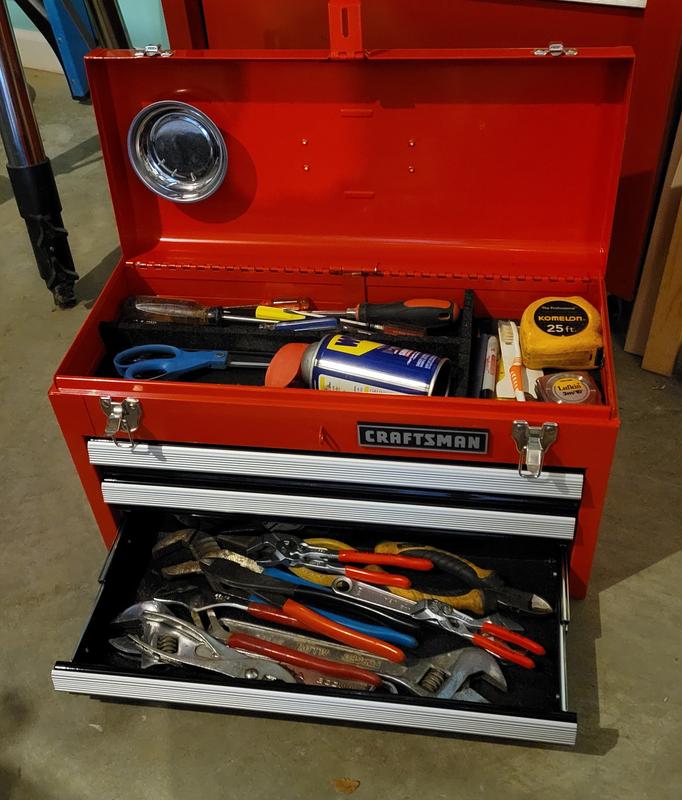 VTG Craftsman 3 Drawer Portable Tool Chest Red W/ Tray Toolbox