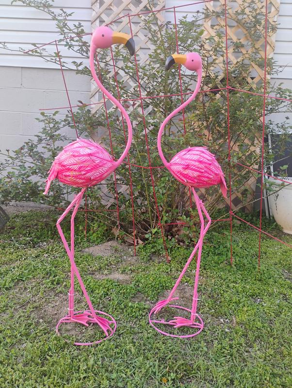 Style Selections 36-in H x 9.5-in W Pink Flamingo Garden Statue