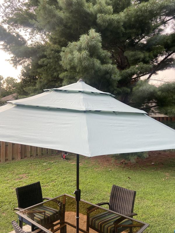 SimplyShade 11-ft Aluminum Tan Auto-tilt Market Patio