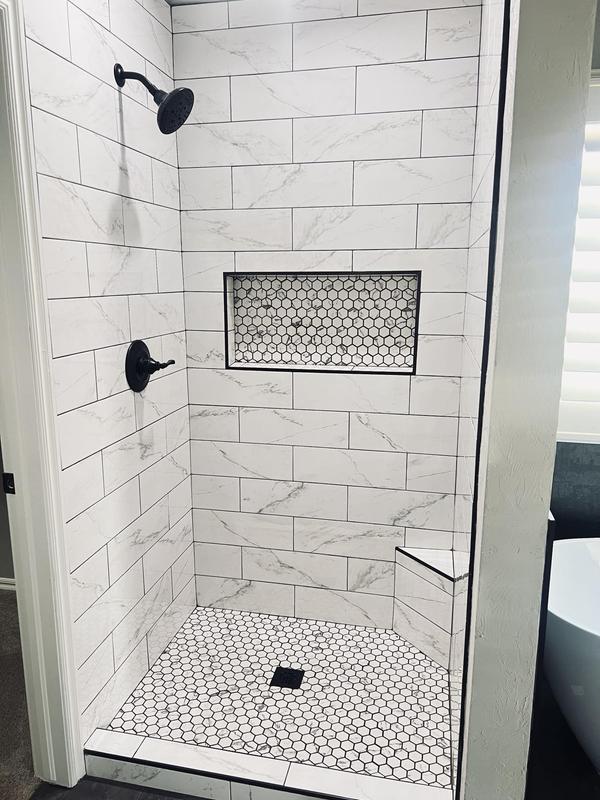 Marble Manor Calacatta 6-in x 18-in Glossy Ceramic Marble Look Wall Tile (0.75-sq ft/ Piece)