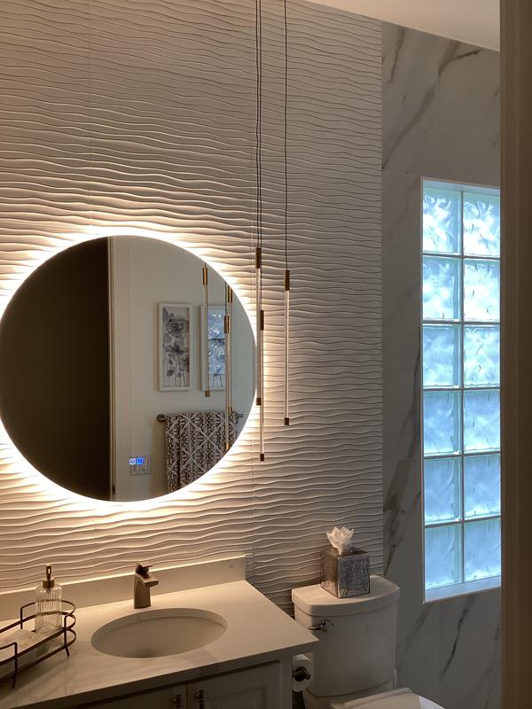 36 Inch Dimmable Large Round LED Backlit Mirror for Bathroom - Melodieux