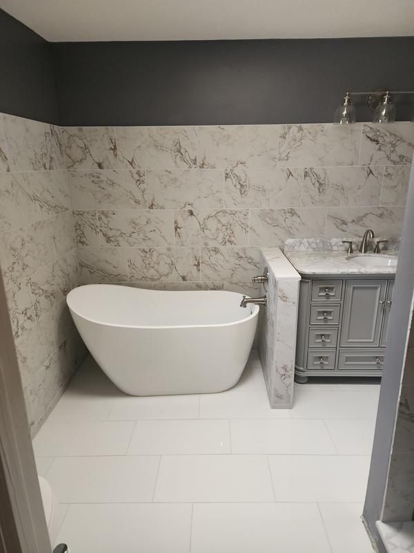 Scott Living Wrightsville 48-in Light Gray Single Sink Bathroom Vanity with Natural Carrara Marble Top