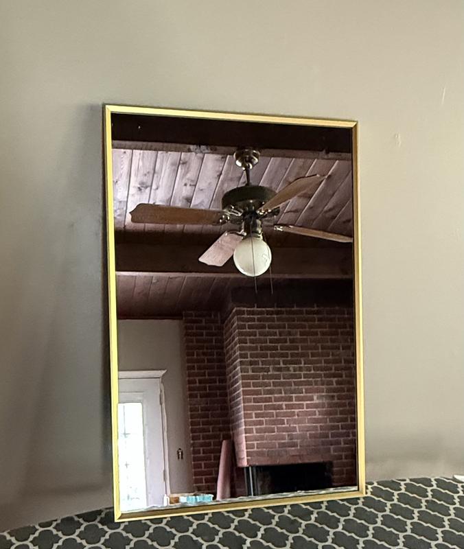 Keonjinn Bathroom Mirrors 24-in W x 36-in H Rectangle Brushed Gold ...