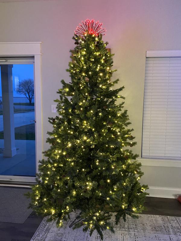 GE 7.5-ft Cedar rock fir Pre-lit Full Rightside-up Green Artificial ...