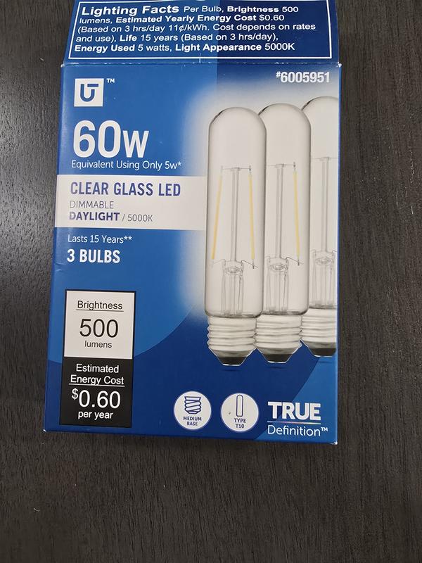Utilitech 60 -Watt EQ T10 Daylight Medium screw base E26 Dimmable LED ...