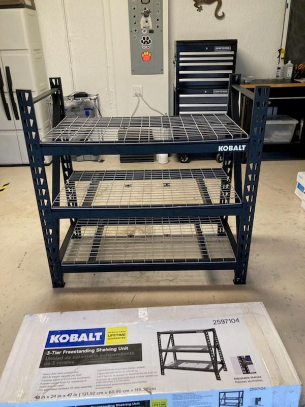 Kobalt 24-in D x 48-in W x 47-in H 3-Tier Steel Utility Shelving Unit