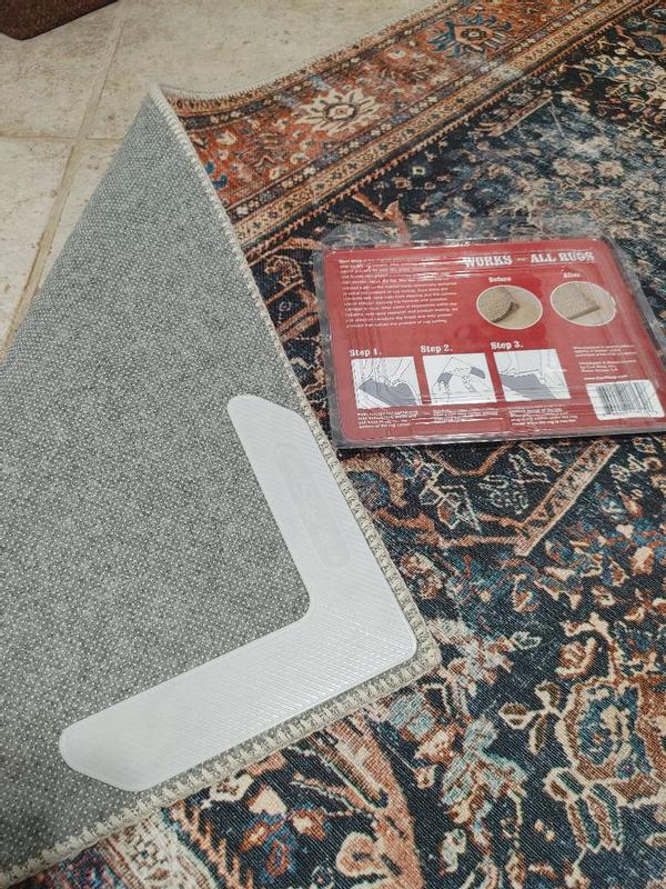 CMISMPRT Rug Grippers with Super Stickiness- Anti Curling Carpet Tape  Non-Slip Area Keeps Your Rug in Place and Makes Corners Flat for Corners  and