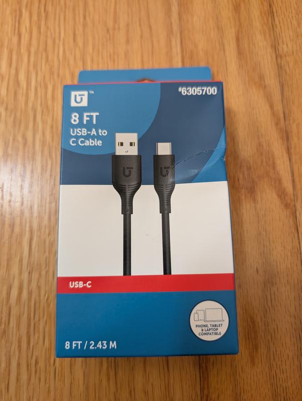 Utilitech 8-ft Usb 2 Usb-c Black Cable 8B47-3190010R-FG at Lowes.com