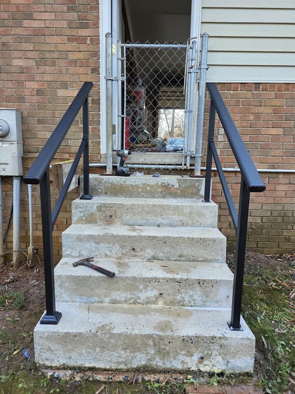 LOVMOR 2 Pack 4 Step Hand Rails for Outdoor Steps Wrought Iron Railing ...