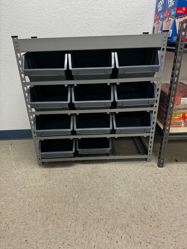 King's Rack Gray 4-Tier Botless Bin Storage System Garage Storage Rack (24 Plastic Bins in 4 Tier)