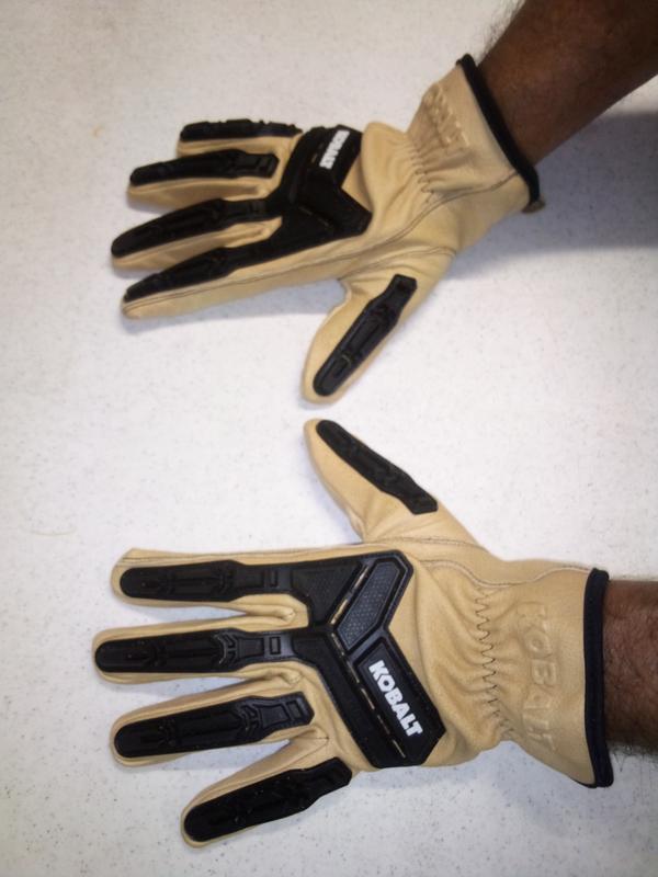 Kobalt Large Brown Leather Construction Gloves, (1-Pair) in the Work Gloves  department at