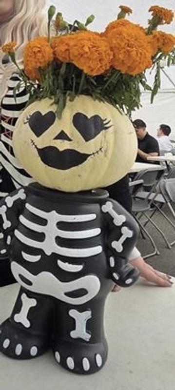 Haunted Living 10.5-in Skeleton Pumpkin Stand in the Halloween