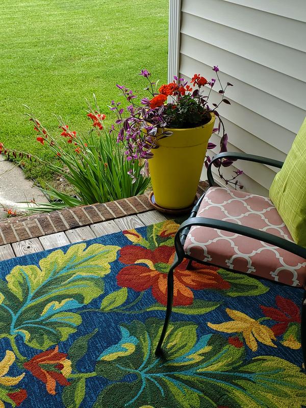 Couristan Covington 5 x 8 Azure-forest Green-red Indoor/Outdoor