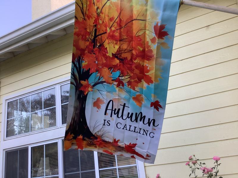 Style Selections 2.33-ft W x 3.66-ft H Fall Garden flag in the ...