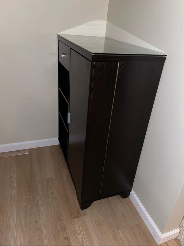 Furniture of America Garrett 31-in x 40-in Brown Rectangle Bar Cabinet