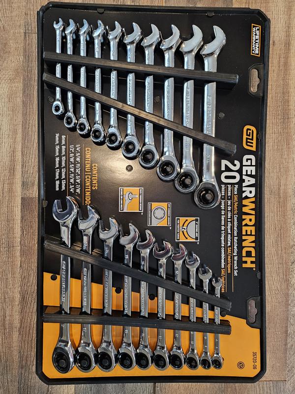 GEARWRENCH 34 Pc. Standard & Stubby Ratcheting Wrench Set, SAE & Metric