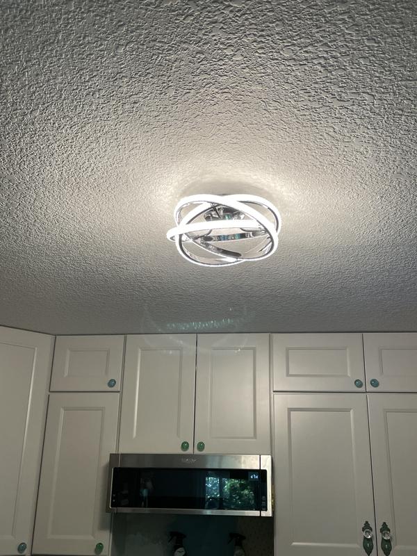 allen + roth Lucia 13-in Chrome Indoor 1 -Light LED Flush Mount