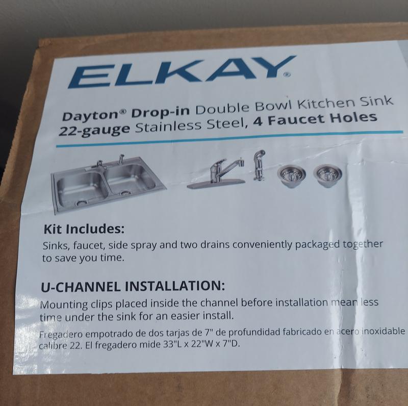 Elkay 33-in x 22-in Satin Double Equal Bowl Drop-In 4-Hole Residential Kitchen Sink Elkay 33-in x 22-in Satin Double Equal Bowl Drop-In 4-Hole Residential Kitchen Sink