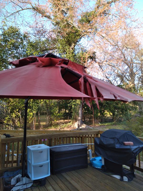 garden treasures red offset patio umbrella yjaf-819b Winds Reinforced Replacement Canopy Top Cover Compatible with The Lowe's YJAF-819R Add a compatible base designed perfectly for your new umbrella and beat the outdoor heat this year in style. Hampton Bay 11 ft. Cantilever
