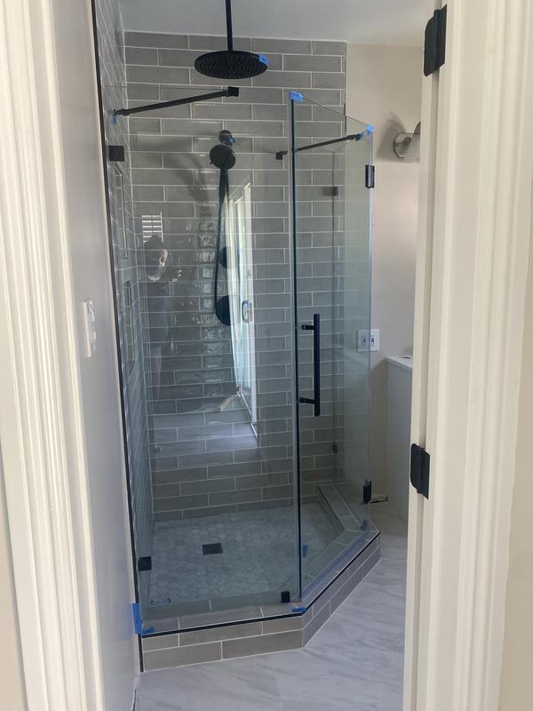 DreamLine DL-6052-06 Prism Lux 40 x 40 Frameless Hinged Corner Shower Enclosure in Oil Rubbed Bronze with White Acrylic Base Kit