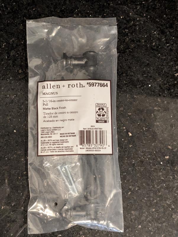 allen + roth Magnus 5-1/16-in (128Mm) Center to Center Matte Black Cylindrical Bar Drawer Pull