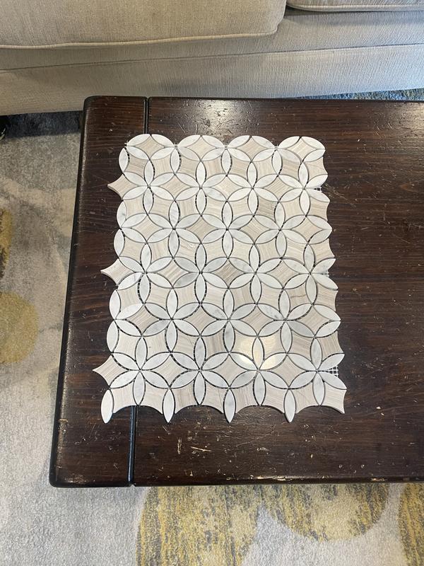 Apollo Tile Desert Hills White and Beige 12-in x 15-in Polished Natural Stone Marble Pinwheel Patterned Floor and Wall Tile (6.17-sq. ft/ Carton)