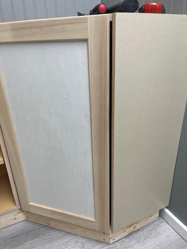 Project Source Omaha Unfinished 24-in W x 30-in H x 24-in D Unfinished  Poplar Diagonal Corner Wall Ready To Assemble Cabinet (Recessed Panel  Shaker Door Style) in the Kitchen Cabinets department at