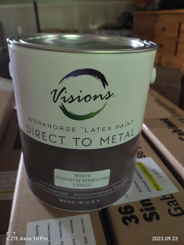 Visions Workhorse Direct to Metal Latex Paint - White - Semi-Gloss - 1 Gal