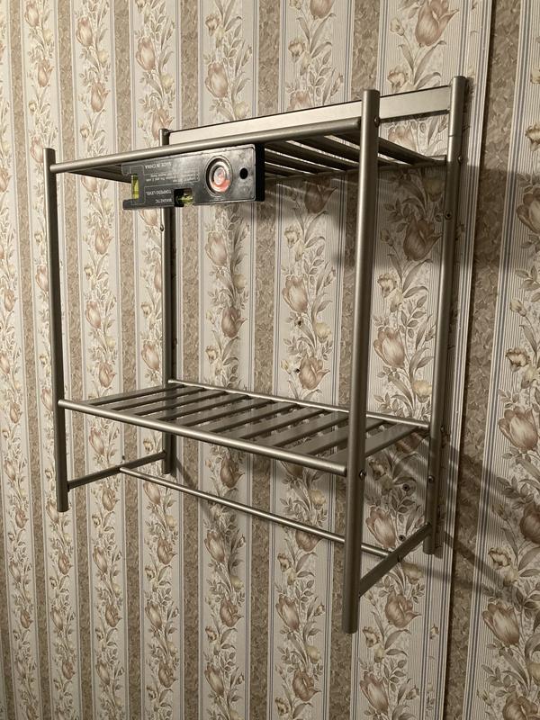 Style Selections Satin Nickel 2-Tier Metal Wall Mount Bathroom Shelf  (19.25-in x 22.5-in x 8.88-in) in the Bathroom Shelves department at