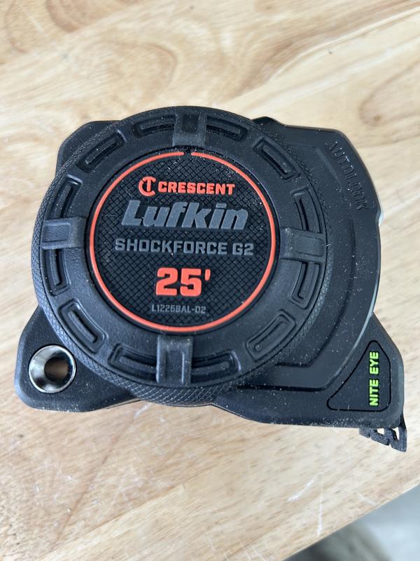 Crescent Lufkin 25ft SHOCKFORCE NITE Eye Magnetic Tape Measure – 17ft Reach, High-Vis Blade & 120ft Drop Rating
