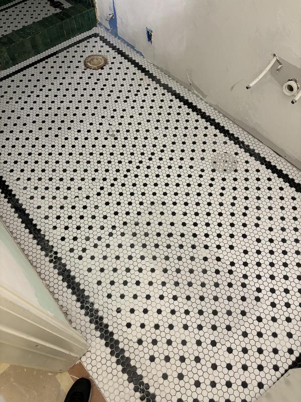Satori Hudson Brilliant White and Gray 10-in x 12-in Matte Porcelain Hexagon Mosaic Floor and Wall Tile (0.82-sq. ft/ Piece)