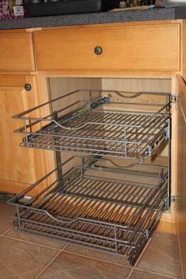 Bentism Pull Out Cabinet Under Sink Organizer 20 x 21 inch Wire Drawer Basket, Size: 20 x 21 x 2.5 inch / 508 x 533 x 63.5 mm, Silver
