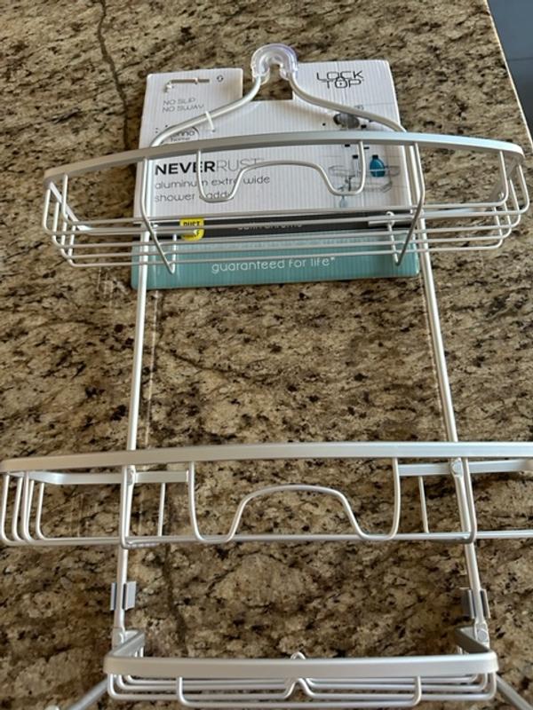 Wide Rustproof Shower Caddy With Lock Top Aluminum - Made By