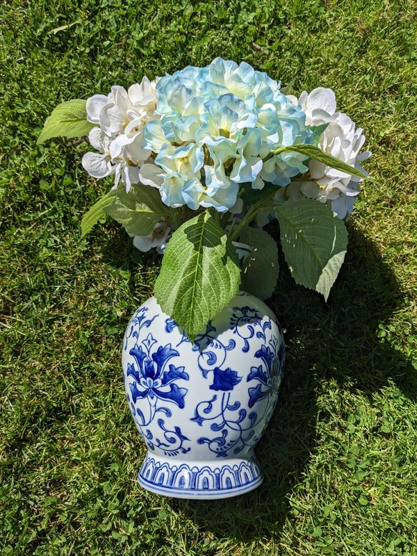 allen + roth 7.5-in Blue, White, Green Indoor Hydrangea Artificial