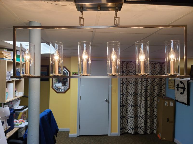 Progress Lighting Glennaire 6-Light Brushed Nickel Modern/Contemporary Clear Glass Linear Large Hanging Kitchen Island Light