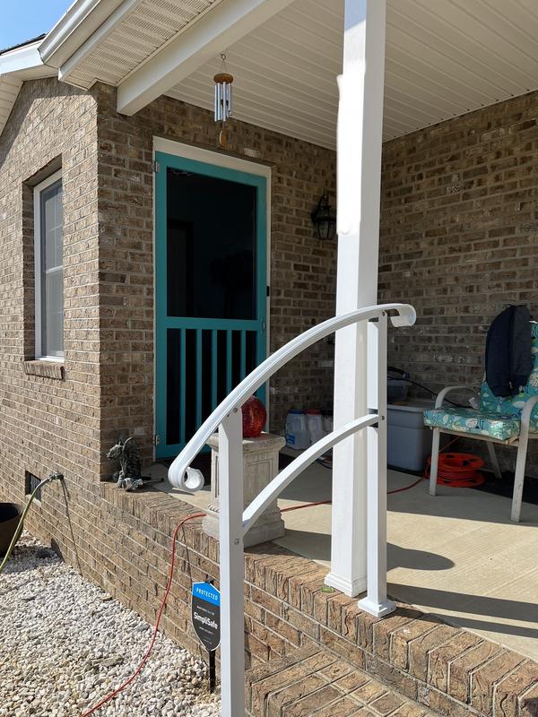 VEVOR Handrails Stair Railing 2-ft x 42-in White Steel Deck Stair Rail ...