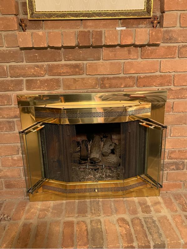 Brass Fireplace Screen with Glass Doors