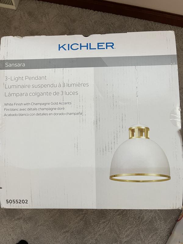 Kichler Sansara 3-Light Champagne Gold Coastal Dome Medium Hanging Pendant Light