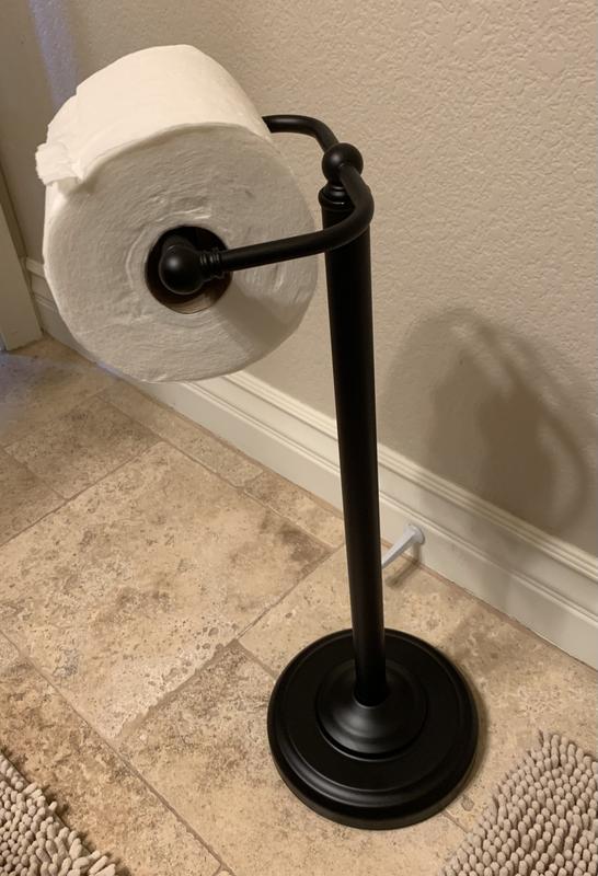Industrial Style Freestanding Toilet Paper Holder With Dual 