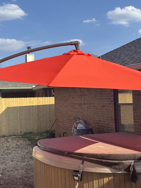 JEAREY 10-ft Steel Beige Crank Offset Patio Umbrella JE-EDXJS-10FT