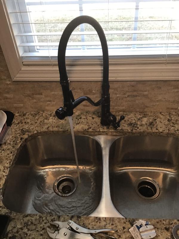 WOWOW Oil Rubbed Bronze Single Handle Kitchen Faucet with Sprayer (Deck ... - Custom Residential Kitchen Plumbing Fixtures