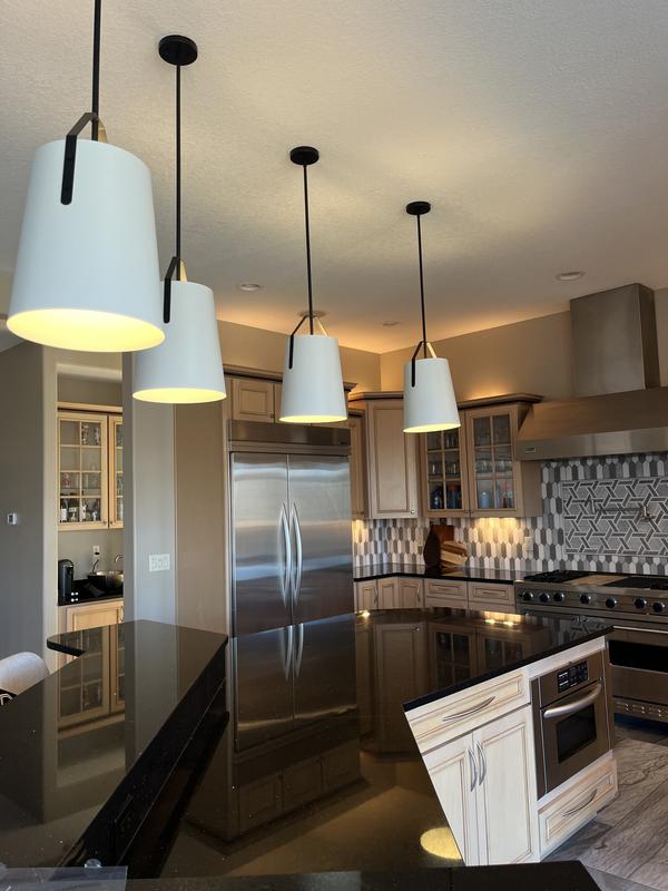 Quoizel Walden White and Matte Black Industrial Cone Medium
