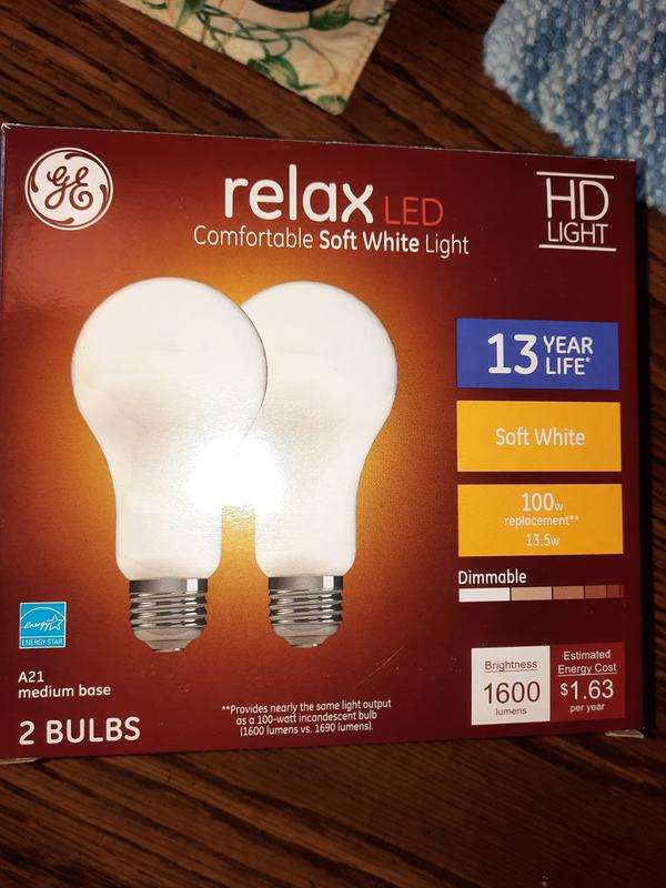 GE Relax 100 Watt EQ A19 Soft White Medium Base e 26 Dimmable