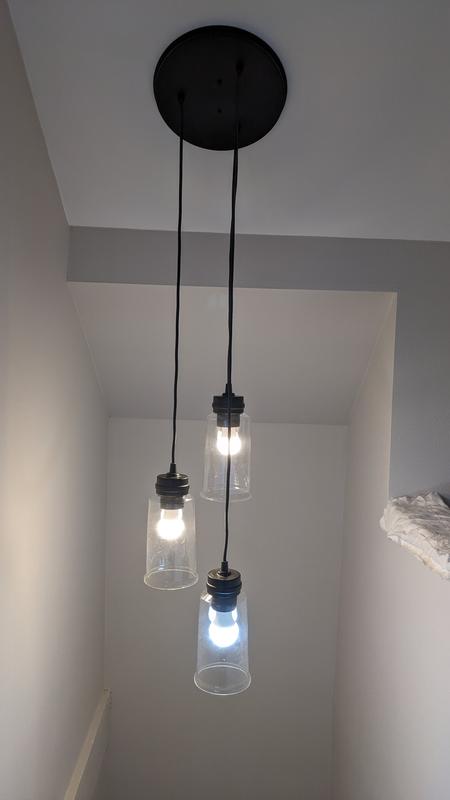Kichler Jaylen 3-Light Brushed Nickel Farmhouse Clear Glass Cylinder Medium Hanging Pendant Light