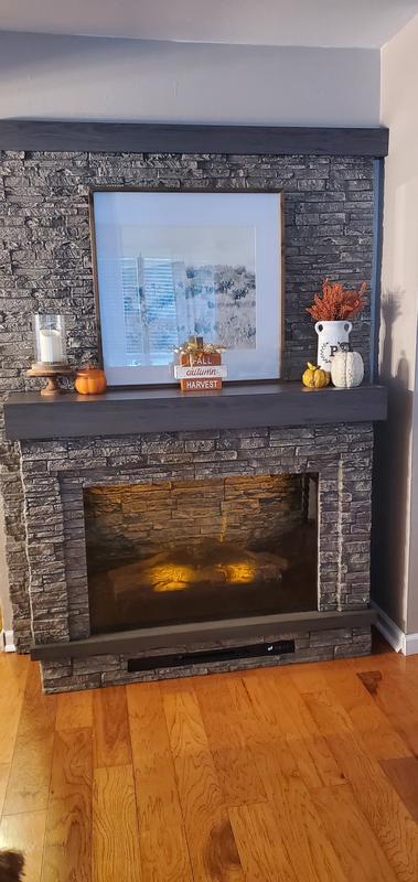 allen + roth 65-in W Grey Faux Stacked Stone Free Standing Infrared ...
