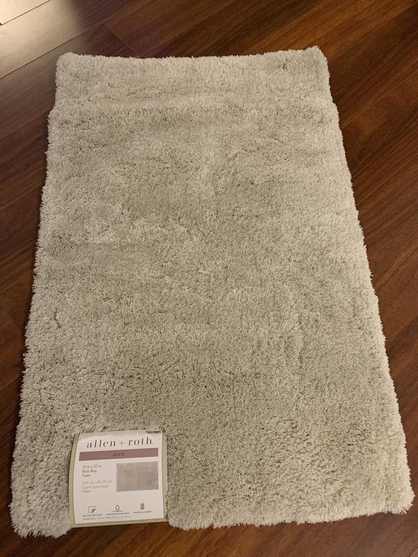 allen + roth 24-in x 60-in Taupe Cotton Bath Mat in the Bathroom