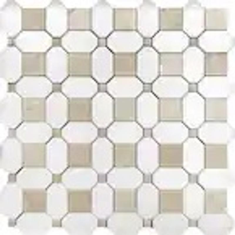Apollo Tile Beige 12-in x 12-in Polished Natural Stone Marble Octagon Dot Patterned Floor and Wall Tile (5.16-sq. ft/ Carton)