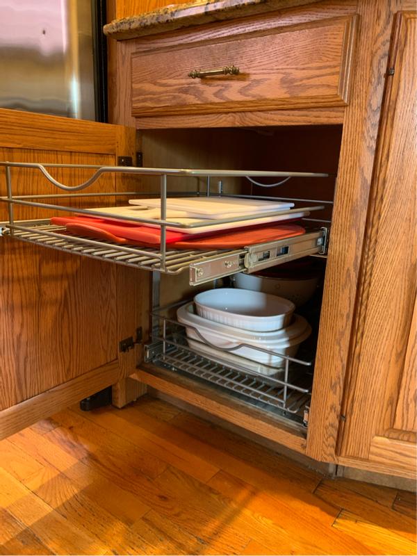 Simply Put 17.5-in W x 14.6875-in H 2-Tier Cabinet-mount Metal Soft Close  Pull-out Sliding Basket Kit in the Cabinet Organizers department at